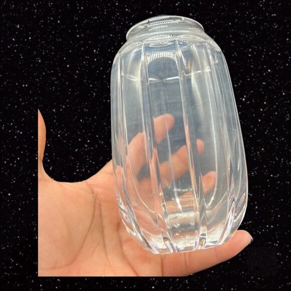 European Art Glass Vase Crystal Clear Mid Century Vintage Glass 6”T 2”W - Picture 4 of 11